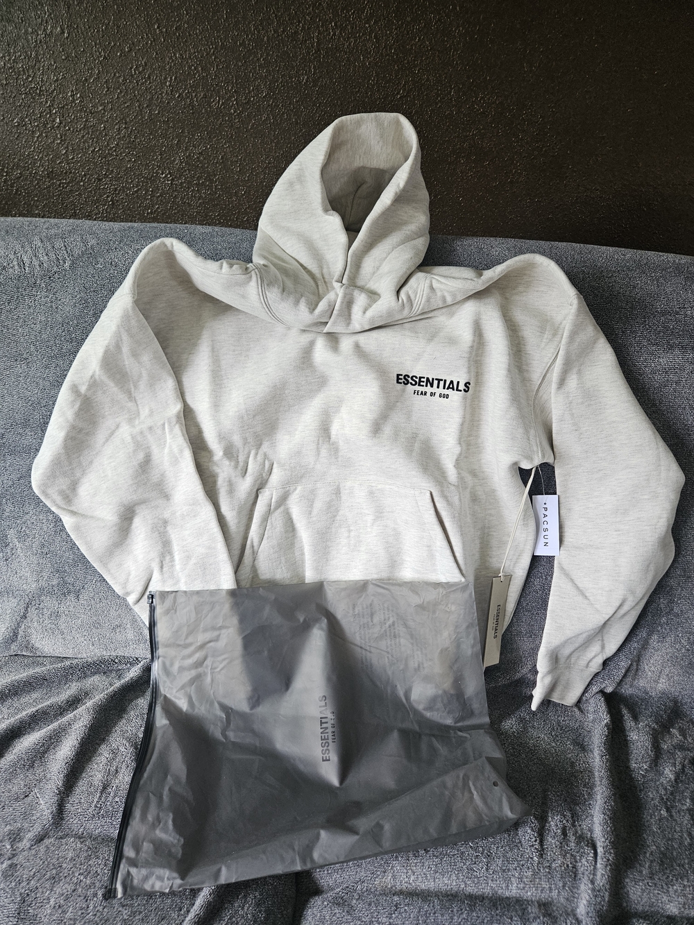 ESSENTIALS Light Oat Hoodie with Front Pocket